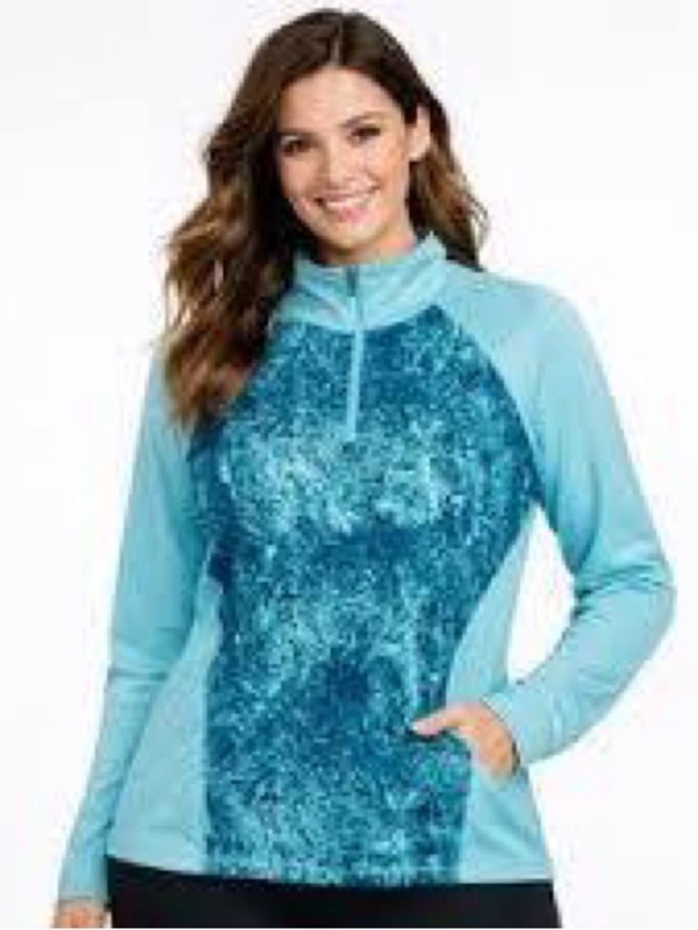 C9 by Champion Athletic Top Blue Green Marble Quarter Zip size s/p